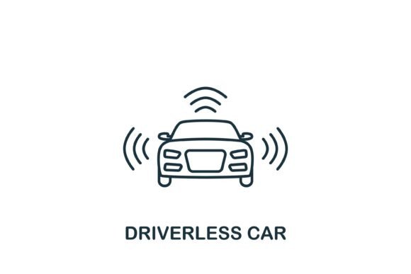 Driverless Car Icon: A Simple Element for Future Technology Symbol