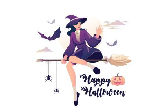 Embrace the Magic: How to Use Witch Flying on Broomstick Illustration for Your Projects