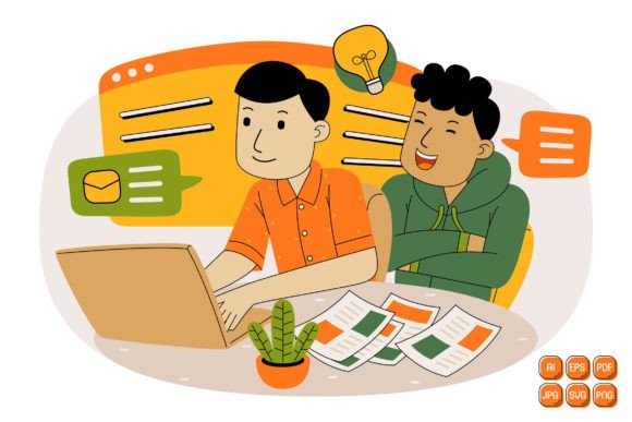 Unlock Creativity with Teamwork Vector Illustration 01